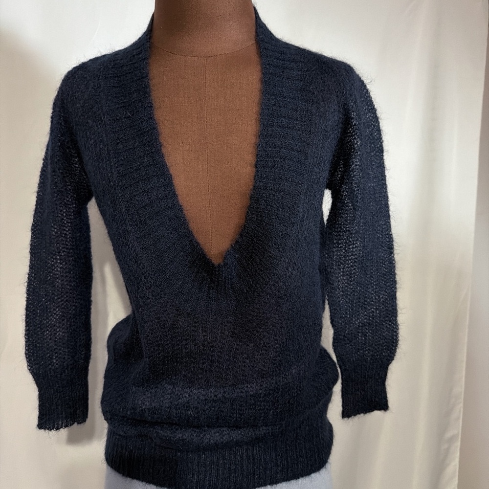 VPL Navy Blue Deep V-Neck Sweater Size XS New